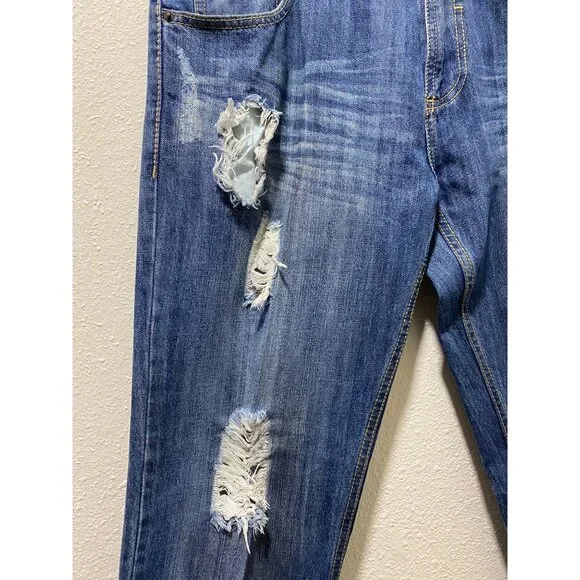 Carbon Black Distressed Jeans Mens 34x30 Blue Ripped Destroyed Denim 100% Cotton - Picture 5 of 15